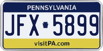 PA license plate JFX5899