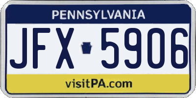 PA license plate JFX5906