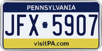 PA license plate JFX5907