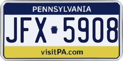 PA license plate JFX5908