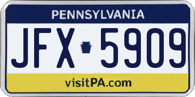 PA license plate JFX5909