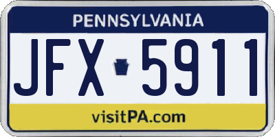 PA license plate JFX5911