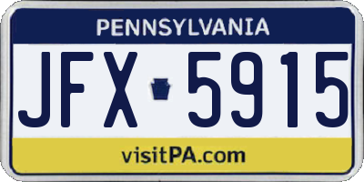 PA license plate JFX5915