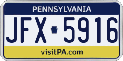 PA license plate JFX5916