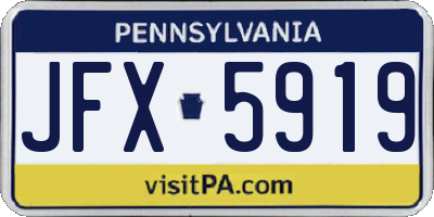 PA license plate JFX5919