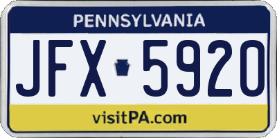 PA license plate JFX5920