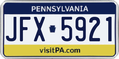 PA license plate JFX5921