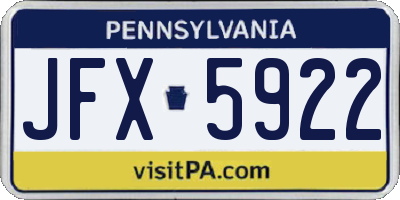 PA license plate JFX5922