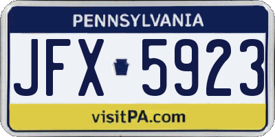 PA license plate JFX5923
