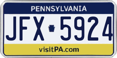 PA license plate JFX5924