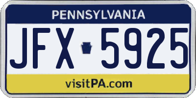 PA license plate JFX5925