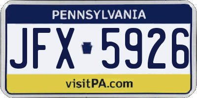 PA license plate JFX5926