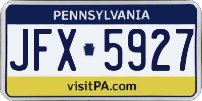 PA license plate JFX5927