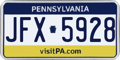 PA license plate JFX5928