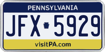 PA license plate JFX5929