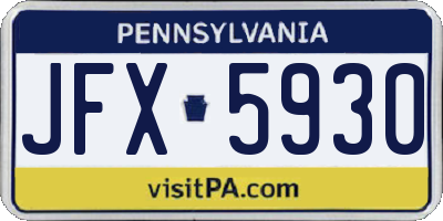 PA license plate JFX5930