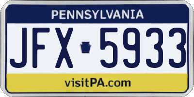 PA license plate JFX5933