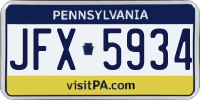 PA license plate JFX5934