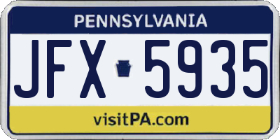 PA license plate JFX5935