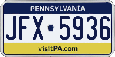 PA license plate JFX5936