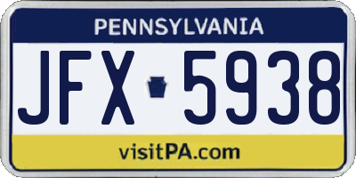 PA license plate JFX5938