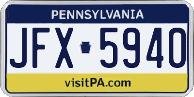 PA license plate JFX5940