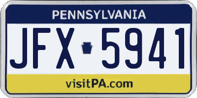 PA license plate JFX5941