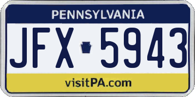 PA license plate JFX5943