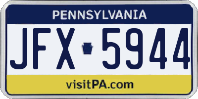 PA license plate JFX5944