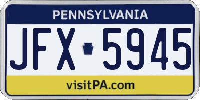 PA license plate JFX5945