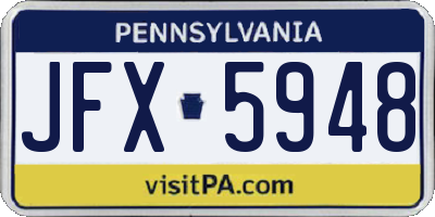 PA license plate JFX5948
