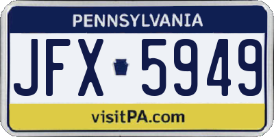 PA license plate JFX5949
