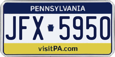 PA license plate JFX5950
