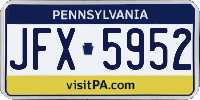 PA license plate JFX5952