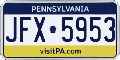 PA license plate JFX5953