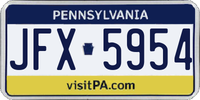 PA license plate JFX5954