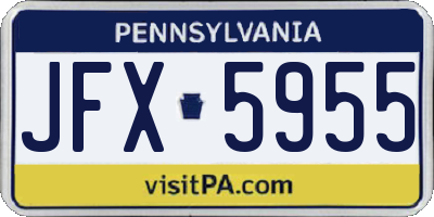 PA license plate JFX5955