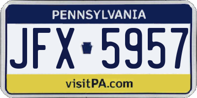 PA license plate JFX5957