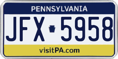 PA license plate JFX5958