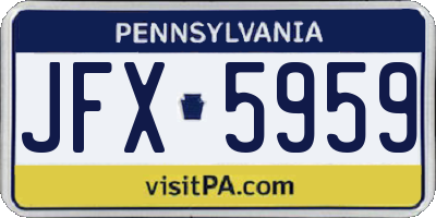 PA license plate JFX5959
