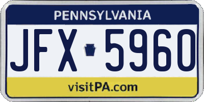 PA license plate JFX5960
