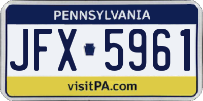 PA license plate JFX5961