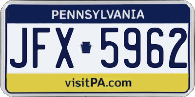 PA license plate JFX5962