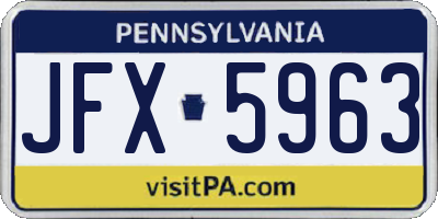 PA license plate JFX5963