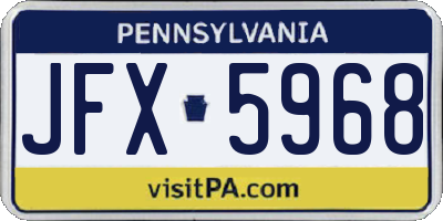 PA license plate JFX5968