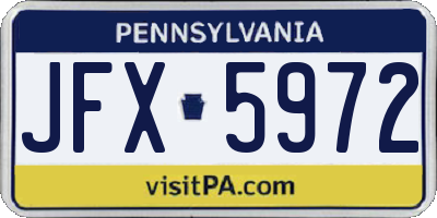 PA license plate JFX5972