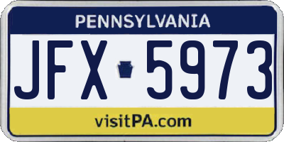 PA license plate JFX5973