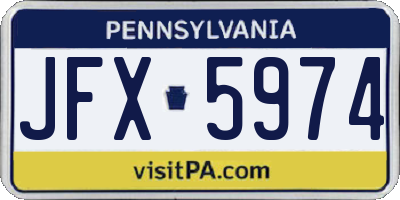 PA license plate JFX5974