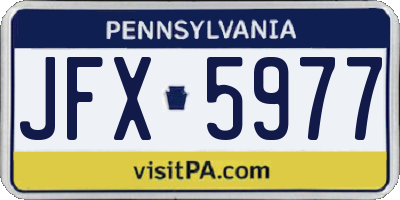 PA license plate JFX5977
