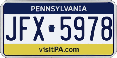 PA license plate JFX5978